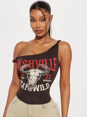 Fashion Nova Nashville Stay Wild One Shoulder Top